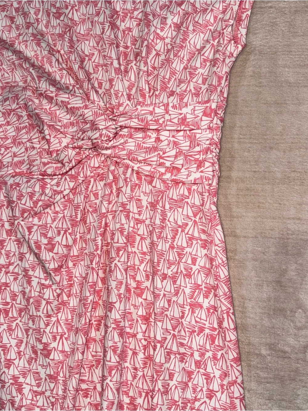 Lands' End Pink and White Knot-Front Midi Dress